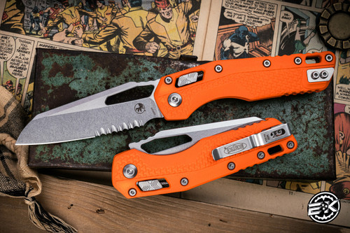 Microtech Standard Issue "MSI" Ram-LOK Manual Folding Knife Orange 3.85" Stonewash Serrated 210T-11PMOR