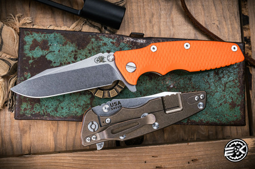 Hinderer Knives EKlipse 3.5" Flipper Orange G10 Stonewash Bronze Spearpoint 