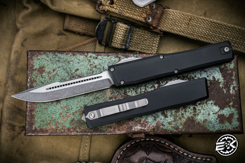 Heretic Knives Custom NYX OTF Automatic Knife Aluminum 3.7" MagnaCut Clip Point Stonewash H014-2A 
