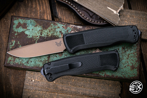 Benchmade Shootout OTF Automatic Knife Black Carbon Fiber Elite 3.5" Cru Wear Drop Point Flat Dark Earth  5371FE
