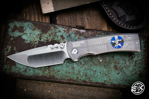 Chaves Knives Ultramar Street Redencion "Lady Luck Bombers" Titanium Folding Knife 3.25" Tanto #EK29