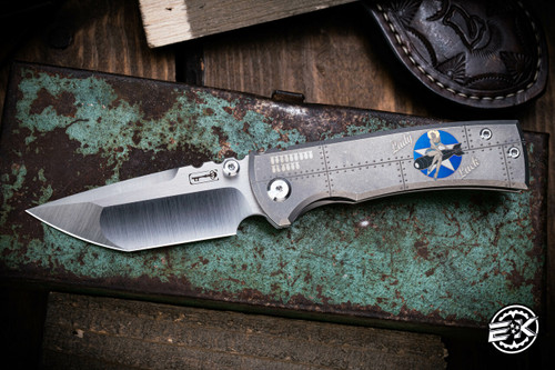 Chaves Knives Ultramar Street Redencion "Lady Luck Bombers" Titanium Folding Knife 3.25" Tanto  #EK31