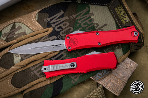 Microtech Hera Mini OTF Automatic Knife Red 3" Dagger Apocalyptic Stonewash 1702M-10APRD