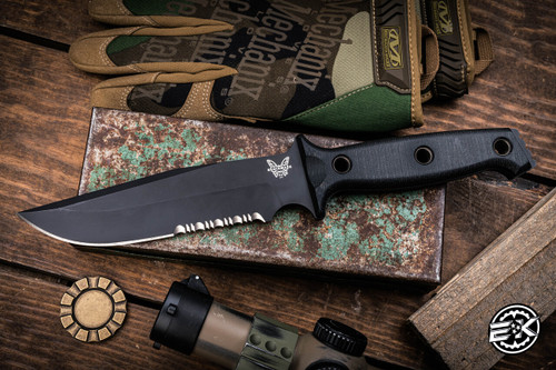 PREOWNED-Benchmade Sibert Arvensis Fixed Blade Knife Black G-10 6.5" Black Serrated