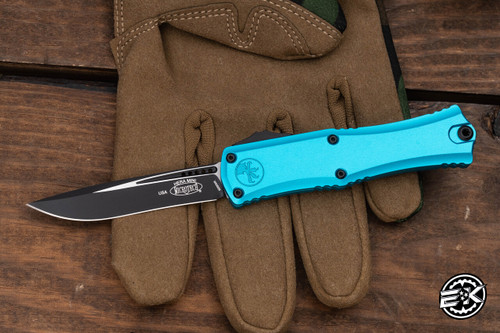 Microtech Hera Mini OTF Knife Turquoise 3" Recurve Black 1705M-1TQ