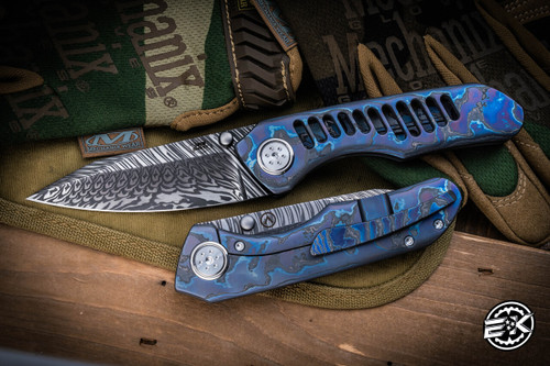 Alliance Designs "Keen" Full Dress DarkTi Framelock 3.35" Damasteel