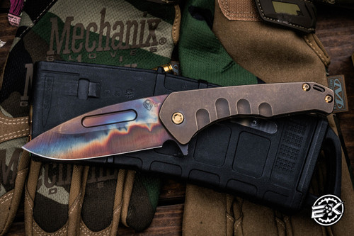 Medford Praetorian Slim Flipper Folding Knife "Old-School" Bronze Titanium 3.3" Vulcan Drop Point