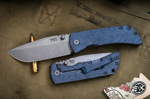 McNees Knives MAC 2 GEN 2 Folding Knife Atomic Blue/Bronze Jigged Titanium 3.5" MagnaCut Stonewash
