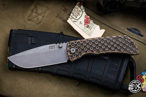 McNees Knives MAC 2 GEN 2 Folding Knife Coyote G10/Atomic Titanium 3.5" MagnaCut Stonewash