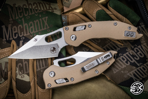 Microtech/Borka Blades Stitch Ram-LOK Fluted Tan G10 Manual Folding Knife Tan G10 3.75" Stonewash 169RL-10FLGTTA	