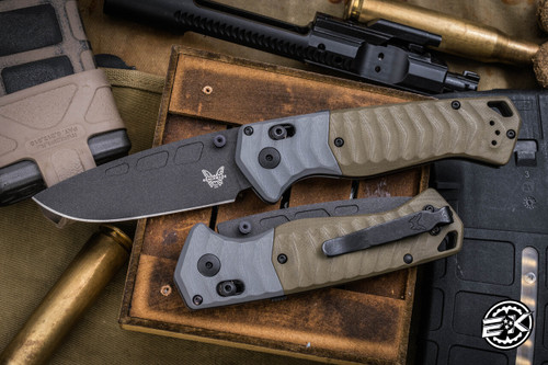 Benchmade PSK AXIS-Assist Folding Knife Gray/OD Green G10 3.45" MagnaCut Drop Point Black 593BK