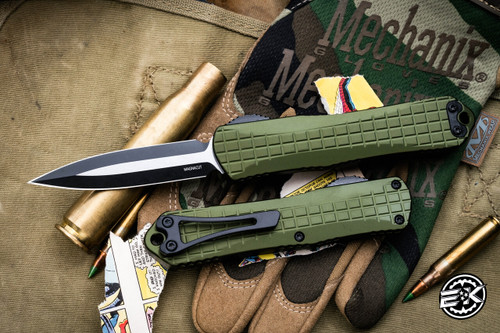  Heretic Knives Manticore E Green Grenade Grip OTF Automatic Knife 3.2" Dagger Two Tone H028F-10A-GRN