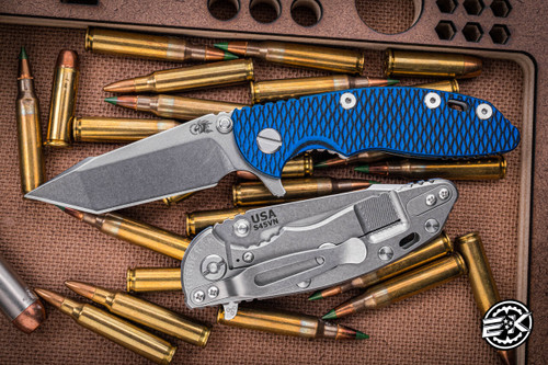 Rick Hinderer Knives XM-18 3.0" Harpoon Tanto Knife Blue/Black G10, Stonewash