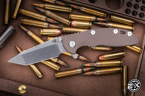 Rick Hinderer Knives XM-18 3.0" Harpoon Tanto Knife FDE G10, Stonewash