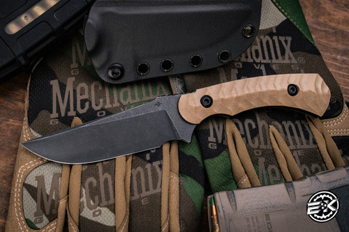 Toor Knives Brauler Fixed Blade Knife Omaha Tan G10 3.9" Drop Point Blackwash