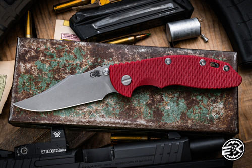 Hinderer Knives XM-18 3.5" Bowie Non Flipper Folding Knife Red G10, Working Finish