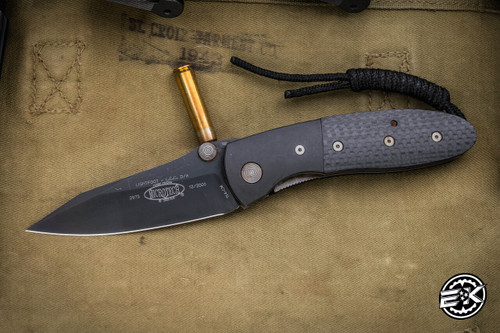 Preowned-Vintage Microtech Lightfoot LCC Manual Carbon Fiber 3.6" Black 12/2000