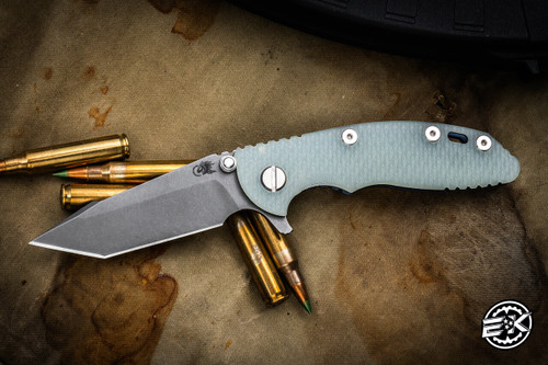 Rick Hinderer Knives XM-18 3.0" Harpoon Tanto Knife Translucent G10/Battle Blue