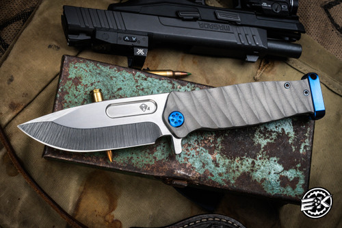 Medford USMC FF Fighter Flipper Folding Knife Blasted Gray Lightning Sculpted Titanium 4.25" Tumbled