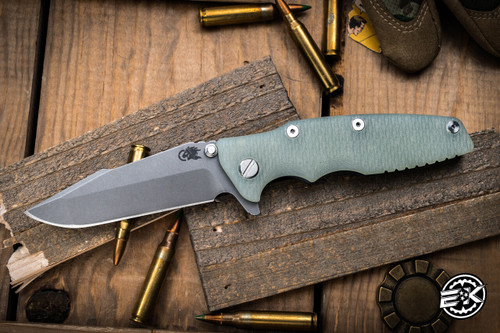 Rick Hinderer Knives Eklipse 3.5″ Harpoon Spanto Folding Knife Translucent Green G10, Battle Blue