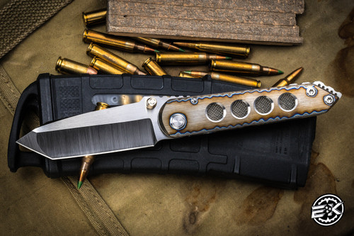 Sergey Rogovets Custom Tanto #2 Titanium Flamed Front Flipper 3.5" S45VN Tanto