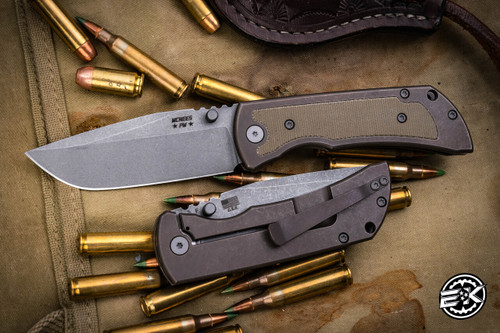 Mcnees Knives Mac 2 Atomic Bronze Titanium Micarta Inlay 3.5" MagnaCut Stonewash