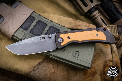 Mcnees Knives Mac 2 Atomic Bronze Titanium Maple Richlite 3.5" MagnaCut Stonewash