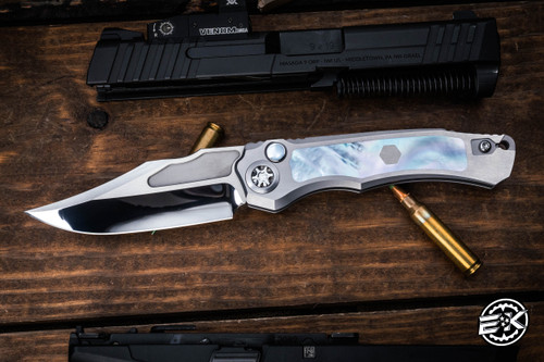 Heretic Knives Custom "Wraith" Auto V4 Titanium MOP Inlays 3.6" Bowie M390 Mirror Polish