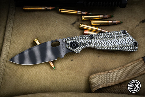 Mick Strider Knives SnG Tire Tread G10 Flame Titanium 3.5" Tiger Stripe