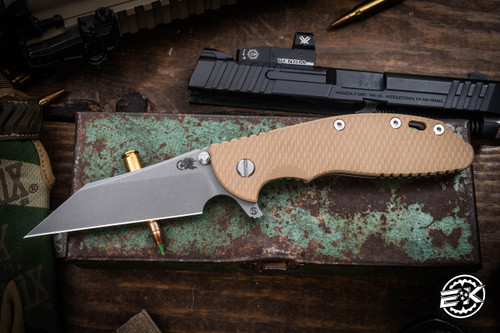 Rick Hinderer Knives XM-24 Skinny 4.0" Wharncliffe Knife Coyote G10, Battle Bronze
