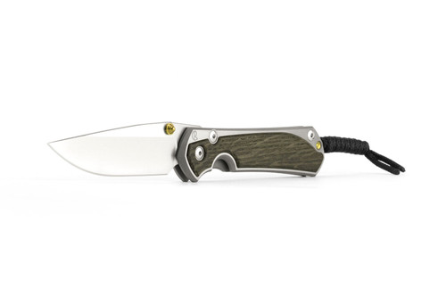 Chris Reeve Knives Large Sebenza 31 Folding Knife Polished Titanium, Bog Oak Inlay 3.6" MagnaCut Drop Point Polished L31-1620