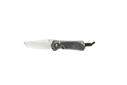 Chris Reeve Knives Small Sebenza 31 Folding Knife Sandblasted Titanium, Black Canvas Micarta Inlay 3.6" MagnaCut Tanto S31-1228