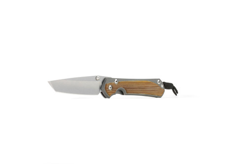 Chris Reeve Knives Small Sebenza 31 Folding Knife Sandblasted Titanium, Natural Canvas Micarta Inlay 3.6" MagnaCut Tanto Stonewash S31-1230
