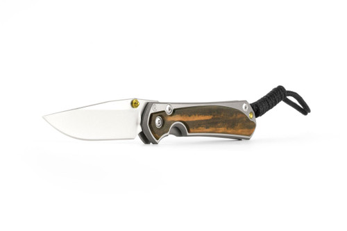 Chris Reeve Knives Small Sebenza 31 Folding Knife Polished Titanium Knife, Macassar Ebony Inlay 3" MagnaCut Drop Point S31-1636