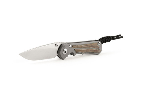 Chris Reeve Knives Large Inkosi Folding Knife Glass Blasted Titanium, Natural Canvas Micarta Inlay 3.6" MagnaCut Insingo LIN-1126