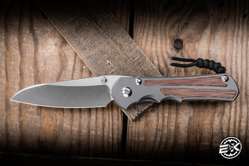 Chris Reeve Knives Large Inkosi Knife Glass Blasted Titanium/Natural Canvas Micarta Inlay 3.6" MagnaCut Insingo LIN-1126