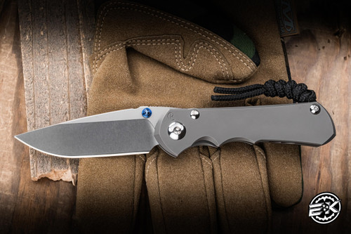 Chris Reeve Knives Small Inkosi Folding Knife Glass Blasted Titanium 2.8" MagnaCut Drop Point Stonewash SIN-1108