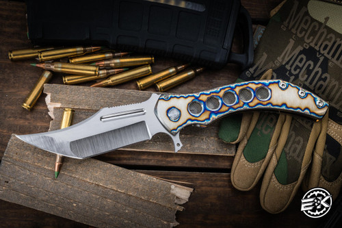 Sergey Rogovets Custom Bowie Flamed Titanium 3.8" Magnacut satin