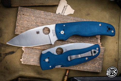 Spyderco Shaman Folding Knife Cobalt Blue G10 3.6" SPY27 Drop Point Satin C229GPCBL
