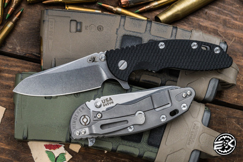 Rick Hinderer Knives XM-18 3.5" Sheepsfoot Folding Knife Black G10, Working Finish Titanium