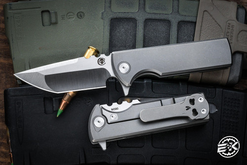 Chaves Knives TAK Flipper Knife Integral Titanium 2.75" M390 Satin Tanto TAK