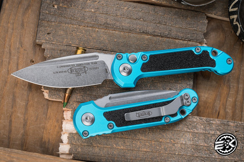 Microtech LUDT Gen III Automatic Folding Knife Turquoise 3.5" Drop Point Stonewash 1135-10TQ