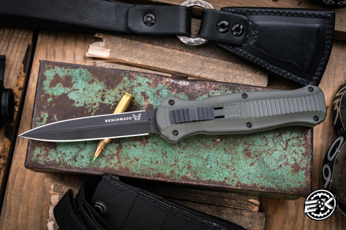 Preowned-Benchmade Infidel OTF Automatic Knife OD Green 3.91" Dagger Black 3300BKOD-1101