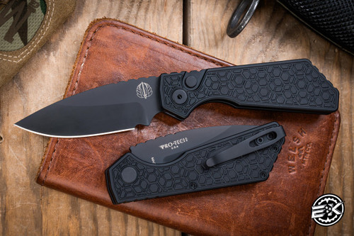 ProTech Strider PT+  Gridlock Automatic Knife Black Aluminum 3" Black MagnaCut DLC PT207-GRIDLOCK