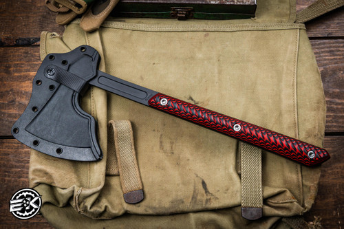 Tomahawk Red Color RMJ Tactical Raven Tomahawk Black Widow Red G10 14.5