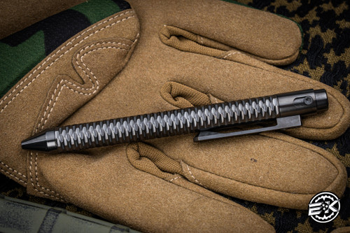 Nottingham Tactical Tibutton Exotic Zirconium Carved Pen 5" Parker Single Lock RHSL