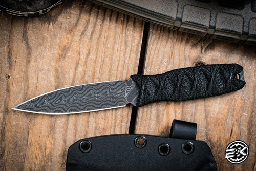 Preowned-Blackside Customs P7 Bastinelli Tsuka Wrap 3.5" Dagger Nichols Damascus