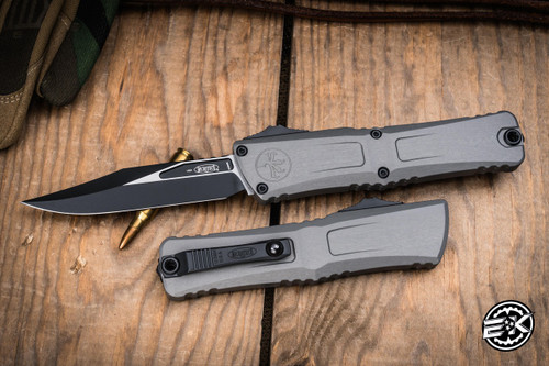 Microtech Combat Troodon Gen III OTF Automatic Grey Natural Clear 4" M390 Bowie Black 1146-1NC