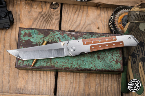 Sergey Rogovets Custom Tanto #3 Titanium Brown Micarta Inlays 4" MagnaCut Satin Tanto