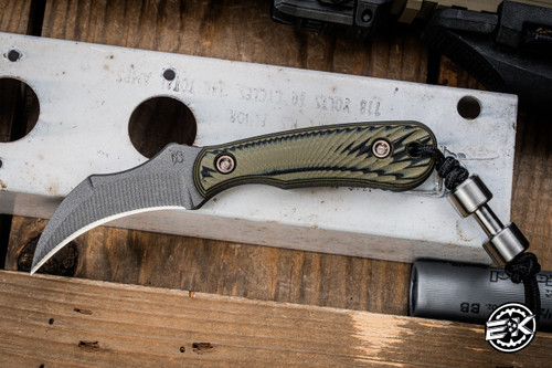 RMJ Tactical "Gym Rat" Fixed Blade Knife Dirty Olive G10 2.4" Nitro-V Tungsten Cerakote